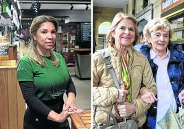 A la izquerda, Gina, camarera del bar Sirimiri de la Parte Vieja. A la derecha, Merche Echeveste pasea con su amiga por el Boulevard.
