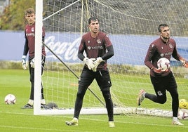 Unai Marrero, durante un entrenamiento en Zubieta.