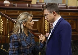 Yolanda Díaz e íñigo Errejón en el Congreso.