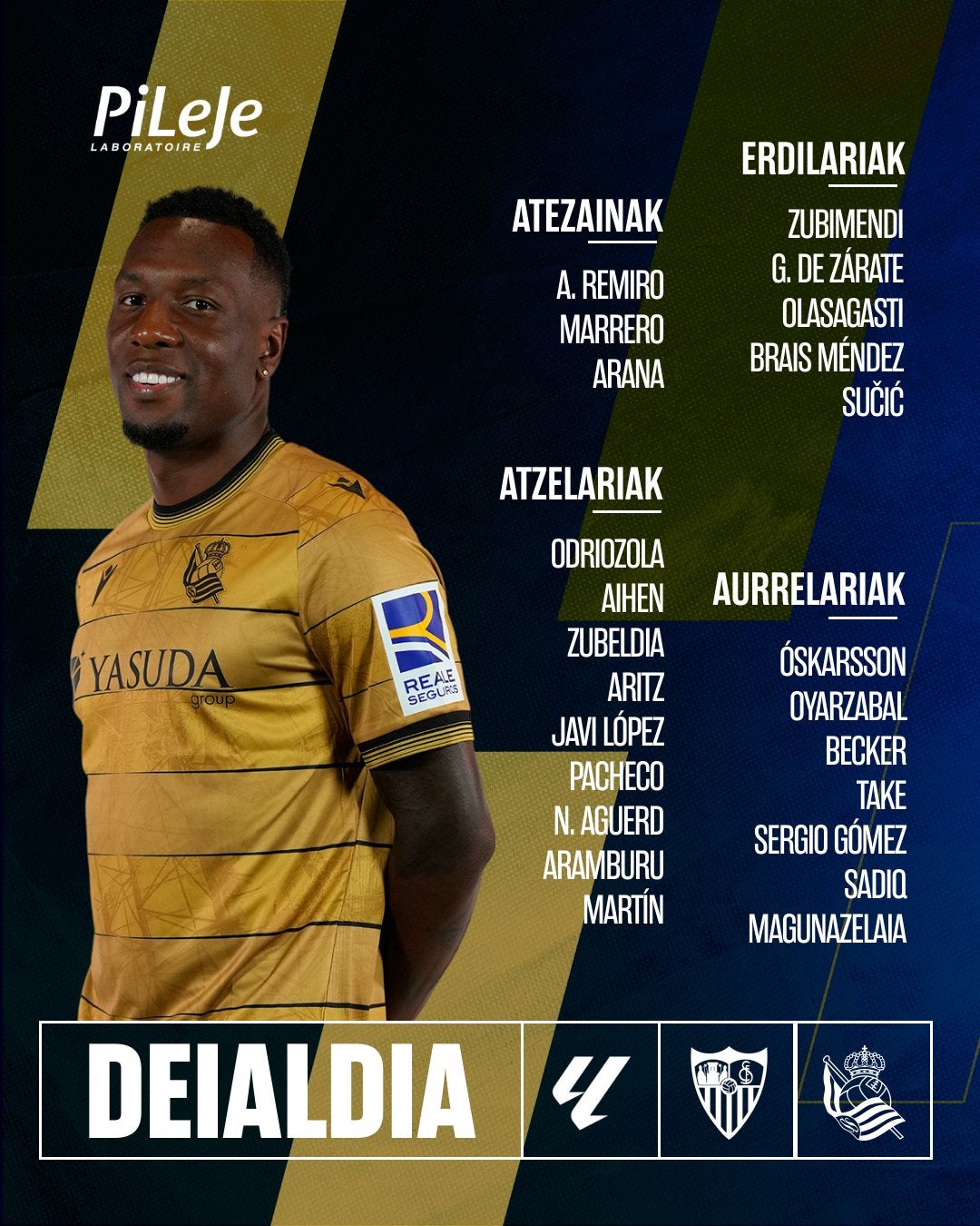 Convocatoria de la Real Sociedad contra el Sevilla