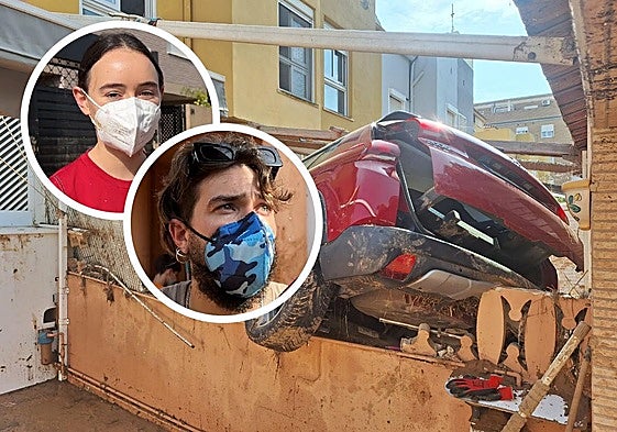 El coche del vecino de Víctor Julián sigue empotrado en su casa siete días después de la catástrofe.