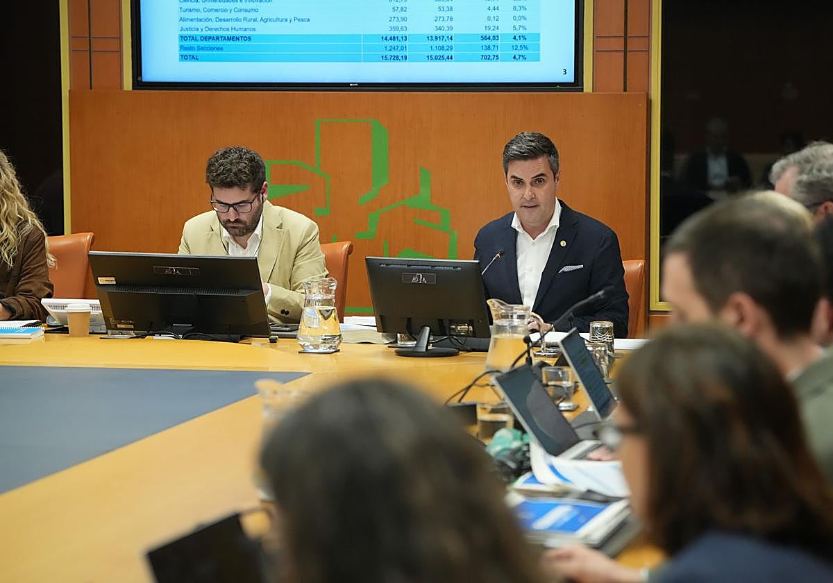 El consejero Mikel Jauregi detalla las cuentas este martes en Vitoria.