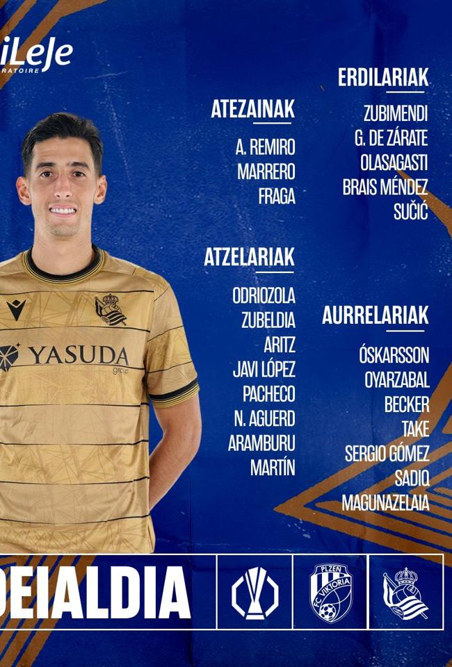 Convocatoria de la Real ante el Viktoria Plzen