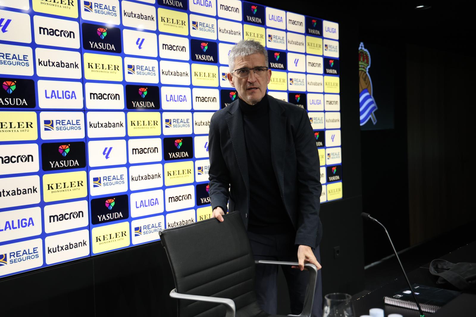 Roberto Olabe, durante la comparecencia que ha ofrecido este jueves en Anoeta.