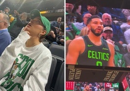 Laura Escanes, en el partido entre Boston Celtics y Toronto Raptos con Jayson Tatum como protagonista.