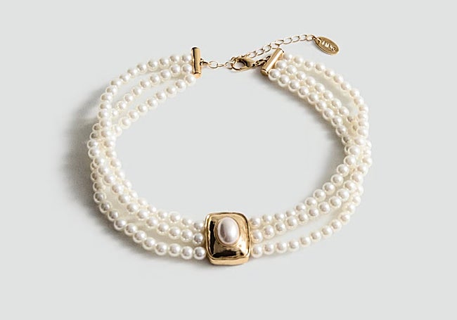 Collar triple perlas de Mango