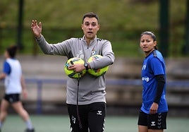 Yerai Martin durante la sesión de trabajo de este jueves por la mañana en Unbe.