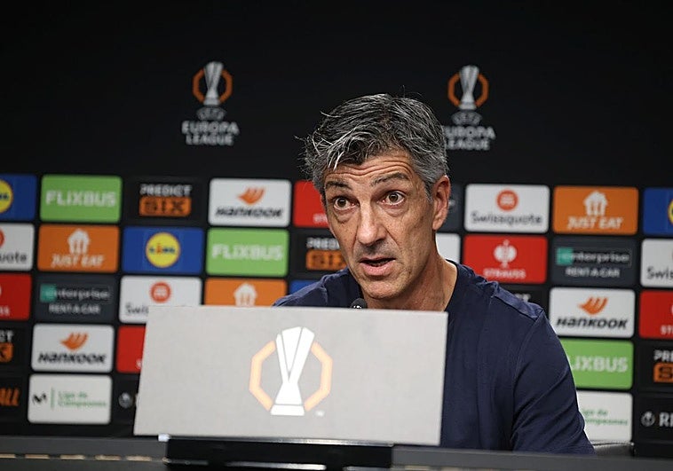Imanol Alguacil, en la rueda de prensa previa al partido de Europa League contra el Ajax.
