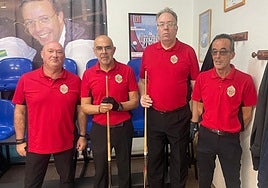 Los cuatro billaristas del Casino Artista Eibarrés seleccionados para la expedición a Valladolid.