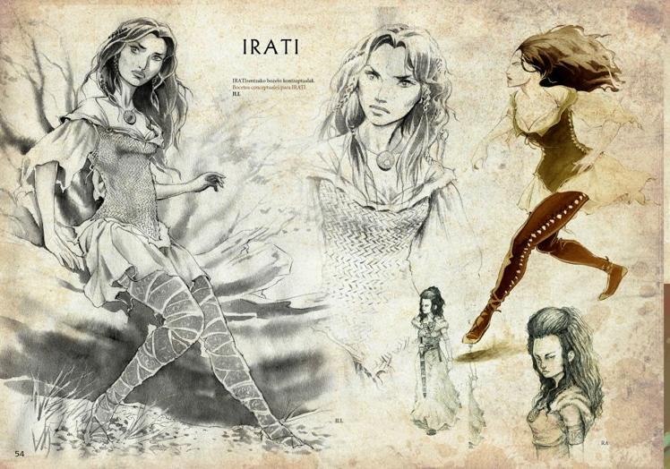 Irati pertsonaiaren storyboard-a. Kasting-a egin ostean erabaki zen Azkarate izango zela aktorea.