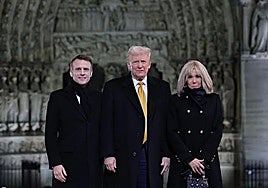 Donald Trump, Emmanuel Macron y Volodímir Zelenski.