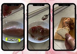 Tres momentos de la elaboración del embutido casero saludable.