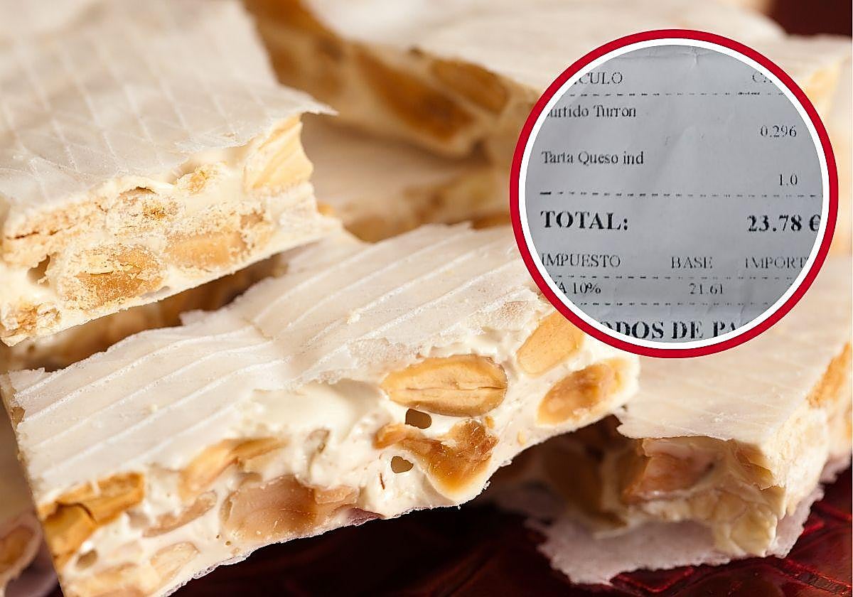 Imagen de archivo de turrón junto al ticket que un donostiarra pagó en una conocida pastelería de San Sebastián.