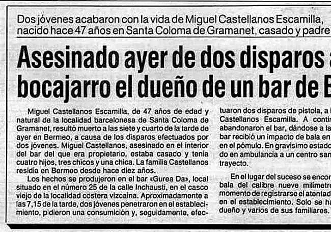 Uno de los titulares sobre su muerte, publicado al día siguiente.