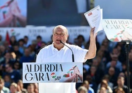 Andoni Ortuzar, presidente del PNV, en el último Alderdi Eguna de su partido en septiembre del pasado año