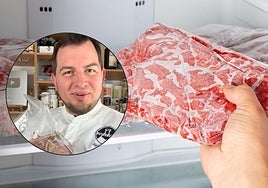 El cocinero y científico Heinz Wuth realiza un experimento para descongelar la carne.