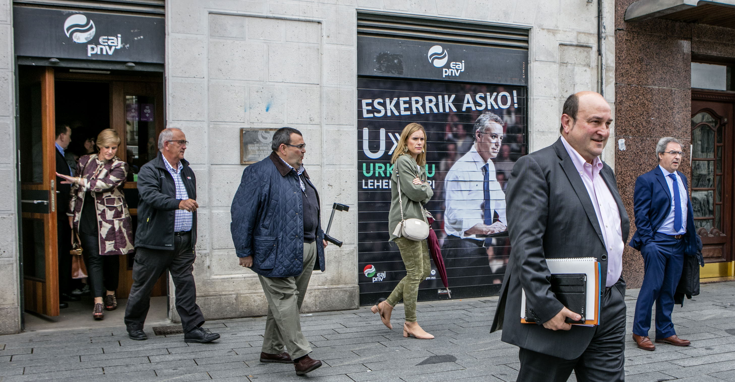 Ortuzar, en 2018, en una reunión del EBB en Vitoria en la que decidieron apoyar a Sánchez pese a pactar los Presupuestos con el PP. 