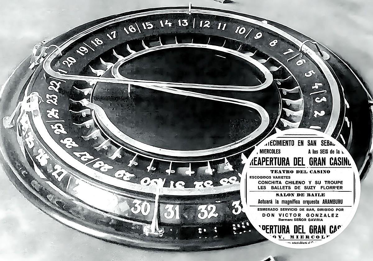 La famosa ruleta del estraperlo, y el anuncio de prensa del 12 de septiembre de 1934 de la reapertura.