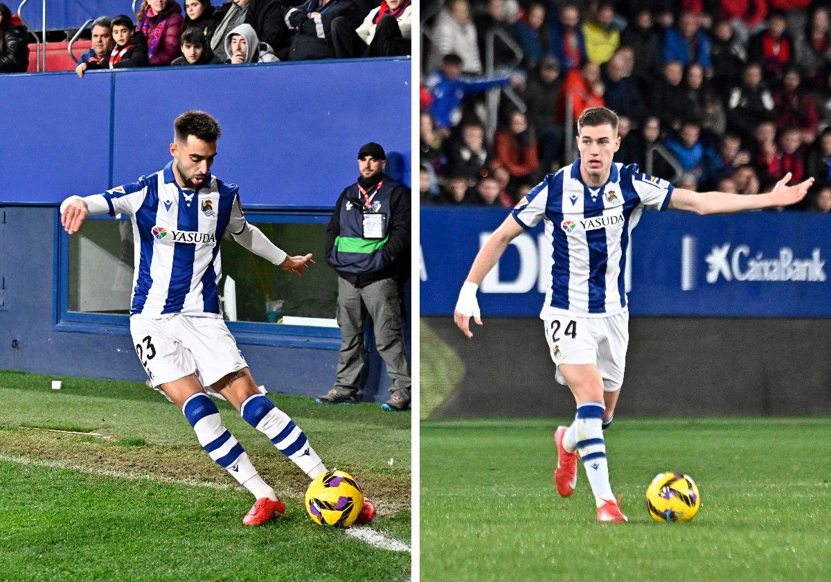 Brais y Sucic durante el Osasuna-Real del domingo