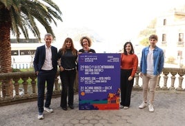 Joakin Zubiria, Naiara Egimendia, Amaia Ispizua, Andrea Calleja y Jon Insausti, en la presentación del festiva..