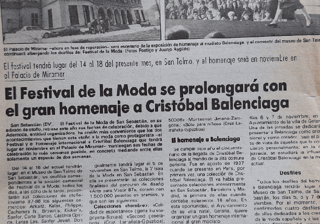 Homenaje al modisto Balenciaga 1987