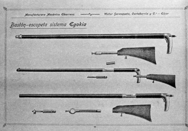 Catálogo de 1902 sobre el bastón-escopeta 'Egokia'.