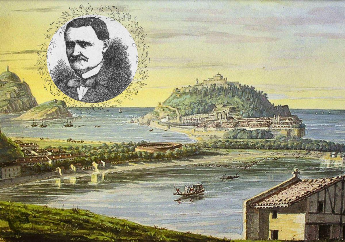 Cuadro con la imagen de San Sebastián pintado por Didier Petit de Meurville hacia 1850 y retrato de Nicolás de Soraluce.