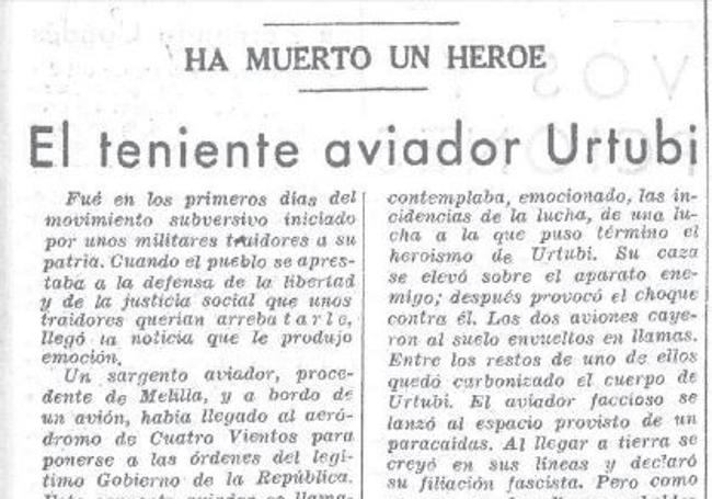 Recorte de prensa republicana dando noticia de su fallecimiento.