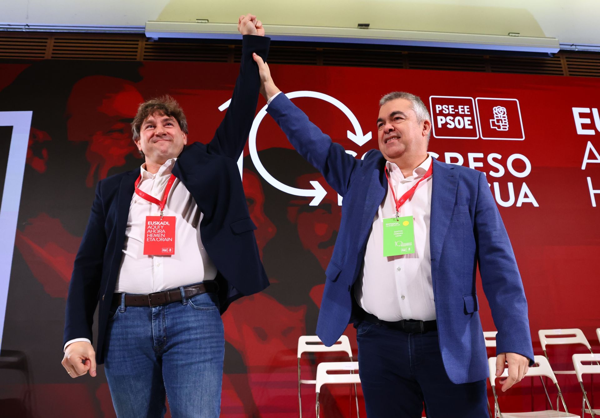 Eneko Andueza y Santos Cerdán, este domingo en el Kursaal.