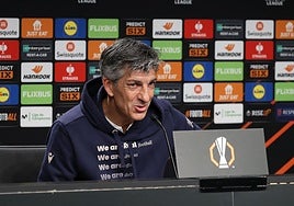 Imanol, en la rueda de prensa de este miércoles.