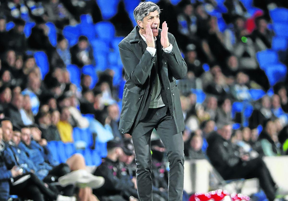 Imanol pega un grito a sus jugadores durante el encuentro contra el Leganés.