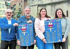 Xanti Val, Jon Legorburu, Yuma Biurrarena y Lide Anuariz durante la presentación de los Carnavales 2025.