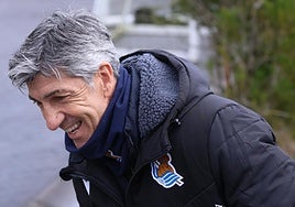 Imanol Alguacil, antes del entrenamiento de este martes en Zubieta