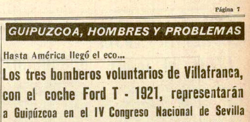 Cabecera de la información publicada por EL DIARIO VASCO el 26-II-1965.