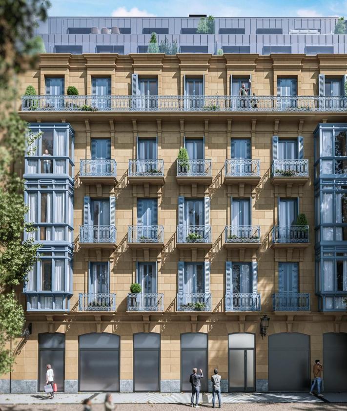 Imagen secundaria 2 - Una promotora triplicará el número de pisos de un edificio del Ensanche de Donostia tras su reconstrucción