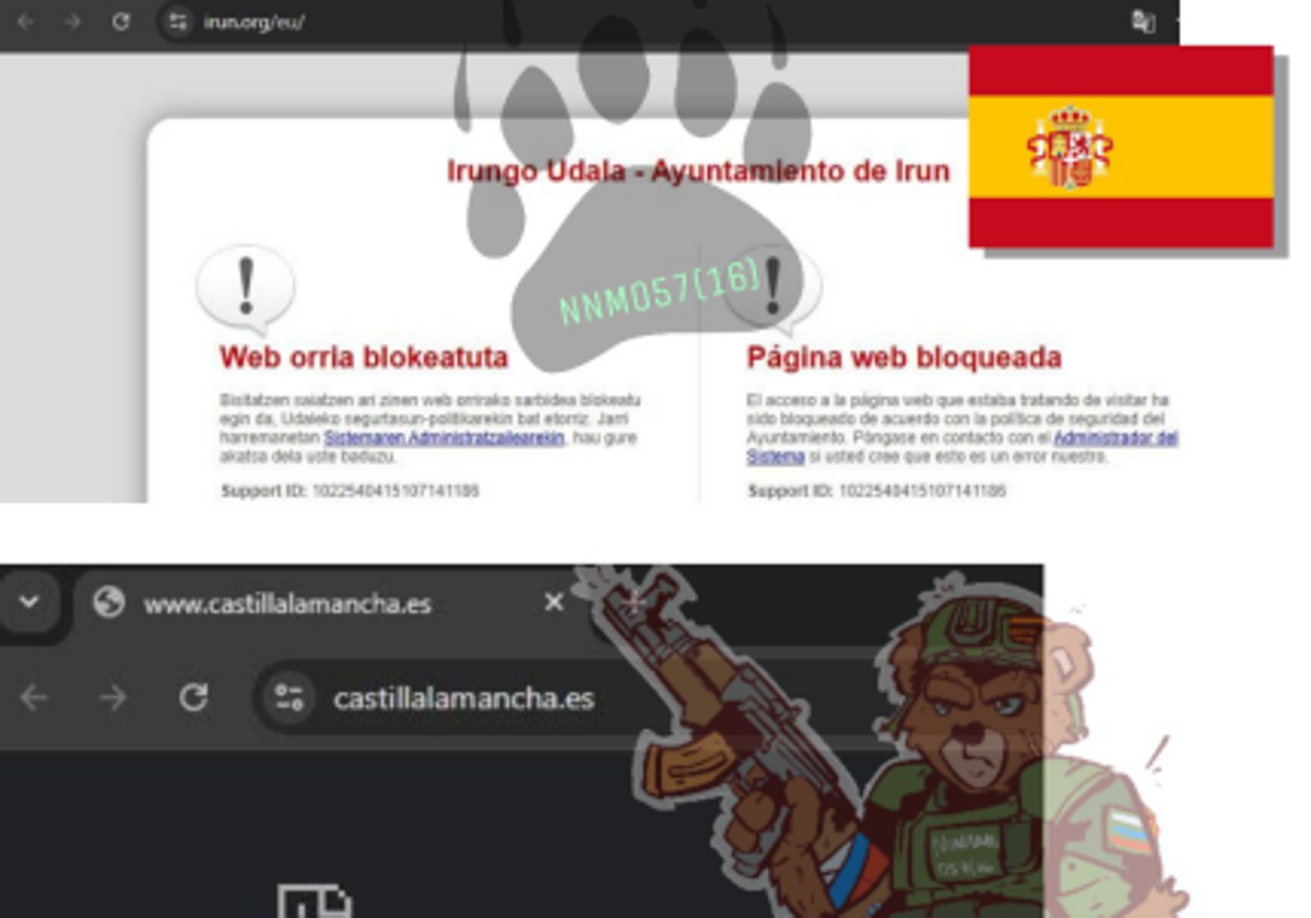 Huella que presuntamente han dejado los hackers en los casos en los que han logrado tirar las webs institucionales.