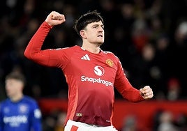 Harry Maguire durante el partido ante el Ipswich Town
