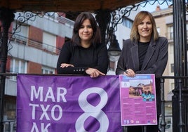 Ainhoa Arrese (izquierda) y Mariola Pascual (derecha) durante la presentación del programa del 8-M.