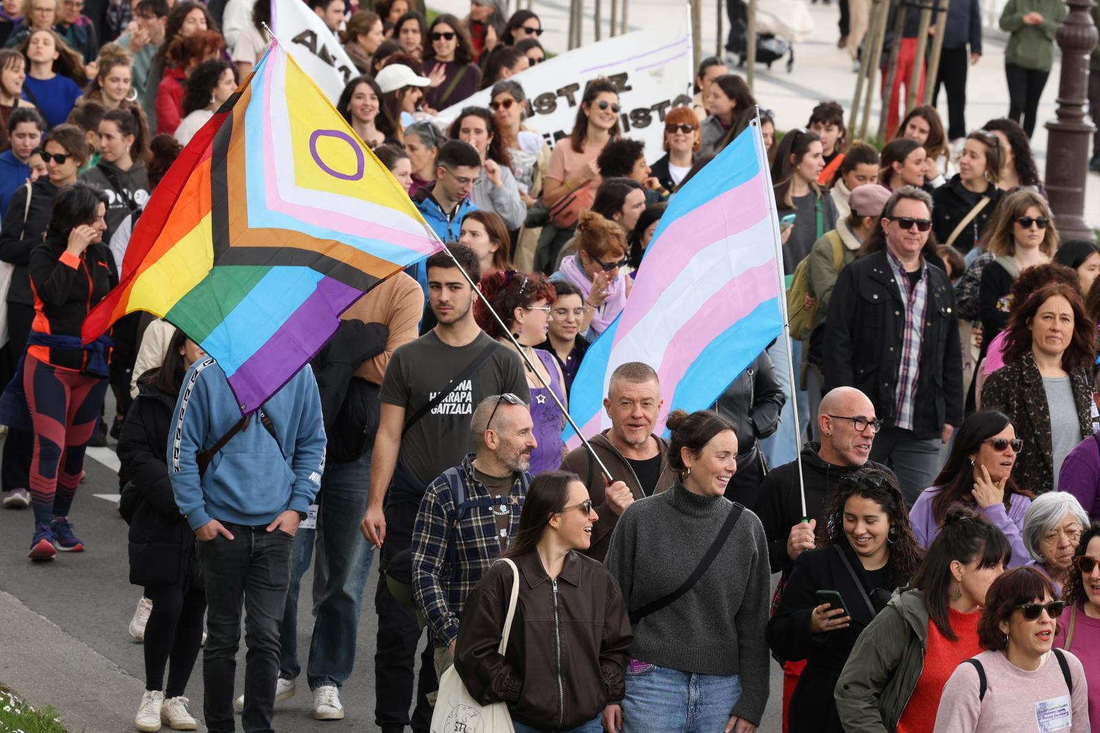 Manifestación del 8M en Donostia por la igualdad y contra el fascismo