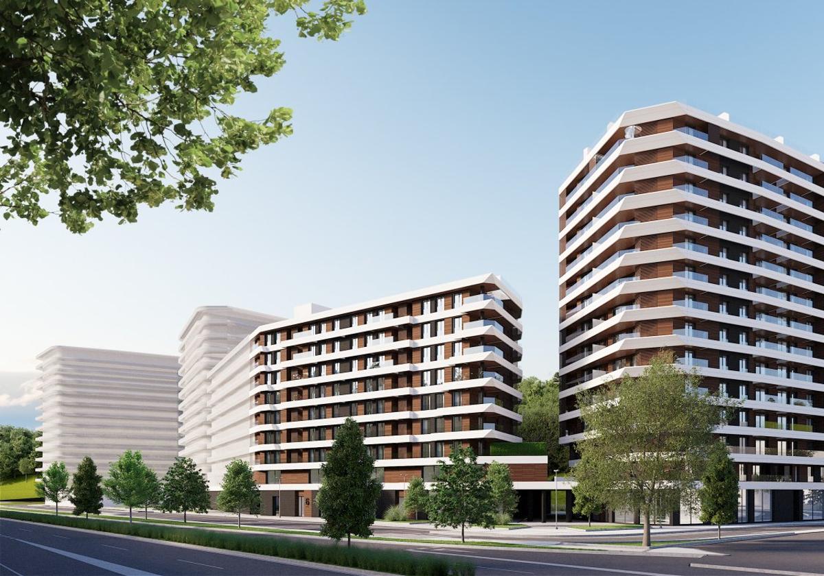 Imagen virtual de los primeros edificios de venta libre que se construirán en el Infierno.