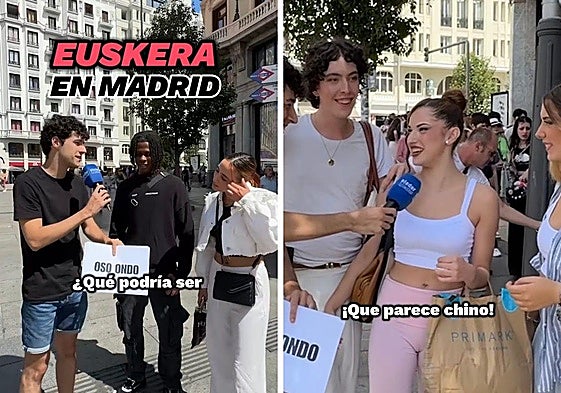 El creador de contenido Eleder Iglesias pregunta sobre el significado de algunas palabras en euskera a jóvenes de Madrid.