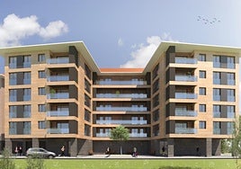 Infografía inicial a la que se sumará un piso mas en el bloque de la imagen.