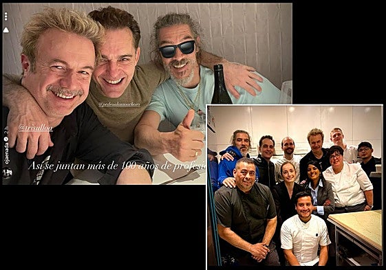 Las imágenes de los actores disfrutando de la cena y junto al personal del restaurante Rekondo de San Sebastián.