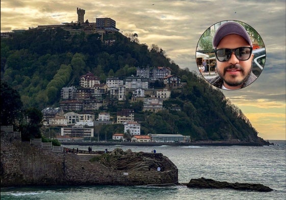 Julio César y una de las fotos que ha tomado en su viaje a San Sebastián.