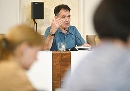 Ricardo Burutaran, de EH Bildu, interviene en el Pleno.