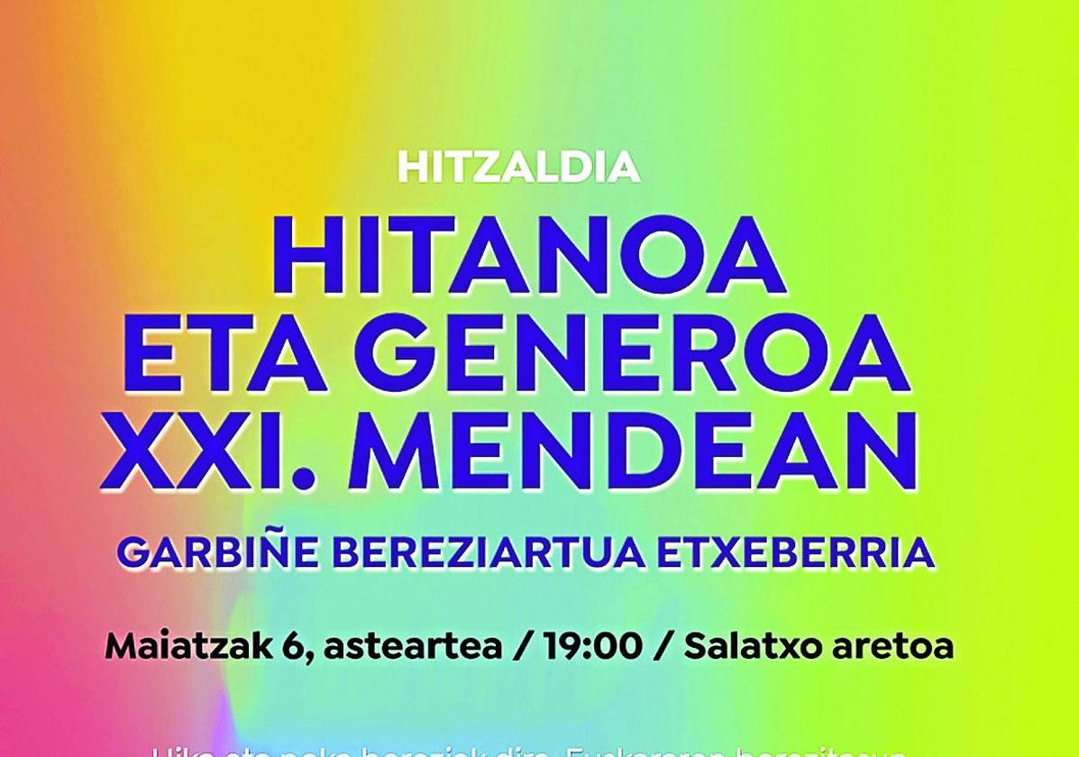 'Hitanoa eta generoa XXI. mendean' hitzaldia eta noka-ikastaroa antolatu ditu Euskaraldiko lantaldeak