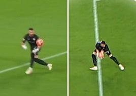 El gesto agresivo de Simón para recoger el balón le ha podido poner en un aprieto.