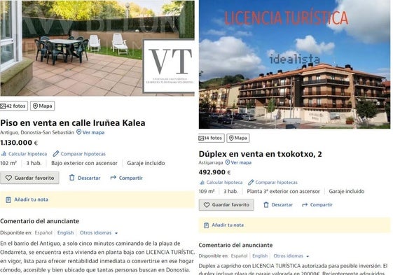 Proliferan en Gipuzkoa las ofertas inmobiliarias de pisos con licencia turística como reclamo