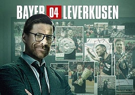 Cartel del Leverkusen de agradecimiento a Xabi Alonso con la imagen del profesor de La Casa de Papel.
