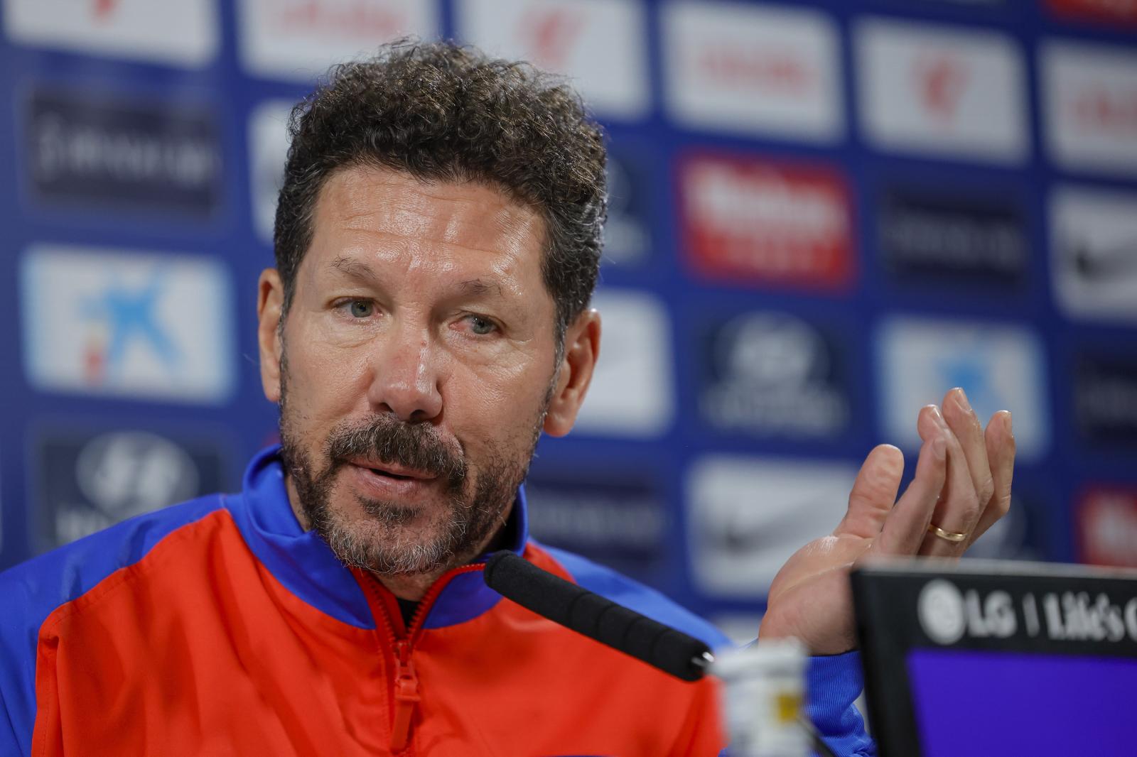 Simeone, durante la rueda de prensa de este viernes